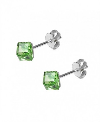 Green Crystal Sterling Silver Earrings