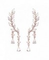 EVERU CZ Vine Jewelry Sweep Wrap Crystal Rose Gold Plated Leaf Ear Cuffs Set Stud Earrings for Women - CU120IDZHAR