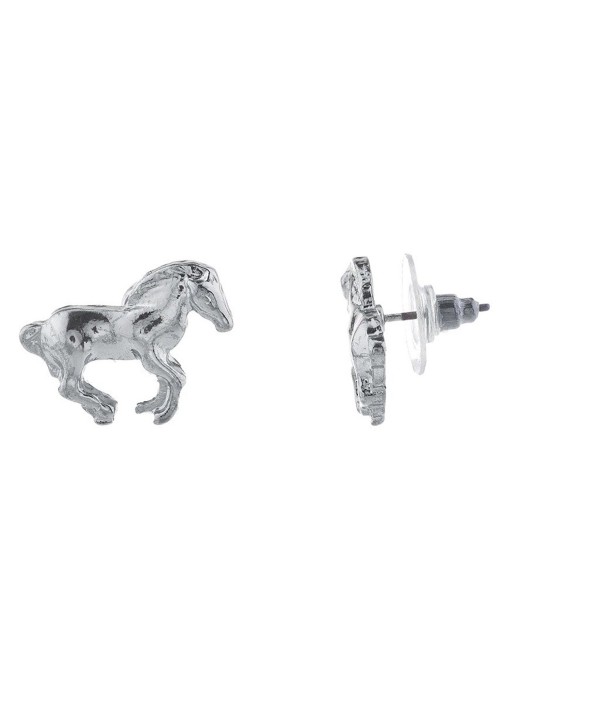 Lux Accessories Silvertone Horse Equestrian Post Stud Earring - C617XX8KW6R