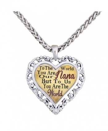 Nana You Are The World To Us Silver Chain Necklace Heart Jewelry Grandmother - C512BP22LFZ