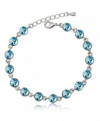 White Gold Link Strand Bracelet for Women Colorful Rainbow Zirconia Crystal Charms - Blue - C1185GWDMTA