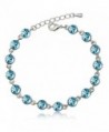 White Gold Link Strand Bracelet for Women Colorful Rainbow Zirconia Crystal Charms - Blue - C1185GWDMTA