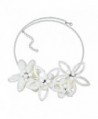 Modern Petals Mother of Pearl Feminine Flowers Choker Necklace - CB11Q02FZNV