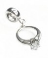 Sterling Silver Engagement Wedding Ring Clear Cubic Zirconia Dangle Bead For European Charm Bracelets - CE11FXHDOPF