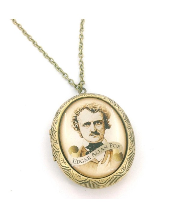 Edgar Allan Poe Scroll Cameo Locket Necklace - C511JDJ4VKL