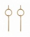 Gold Plated Fashion Stylish Loop & Vertical Bar Drop Dangle Simple Minimal Earrings for Women Girls - C3184RK3HIG