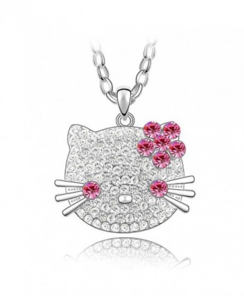 Crystal Diamond Pendant Necklace SWAROVSKI - Rose Red - C211I4LFMHF