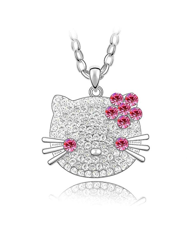 Crystal Diamond Pendant Necklace SWAROVSKI - Rose Red - C211I4LFMHF