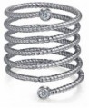 Bling Jewelry CZ Stackable Spiral Rhodium Plated Silver Statement Ring - CE122X95863