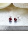 Round Rhodolite Garnet White Earrings in Women's Stud Earrings