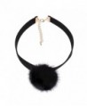 Spinningdaisy Black Mink Fur Pom Velvet Choker - CH12MZRUNJ2