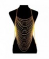 Celebrity Fashion Jewelry Gold Layered Strand Draped Chain Statement Body Chain Necklace - CZ12CDRO3EX