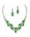 Elegant Emerald Green W Lime Green Accents V-Shaped Garland Bridesmaid Evening Necklace Set Gold Tone K6 - CR11P9GVA6J