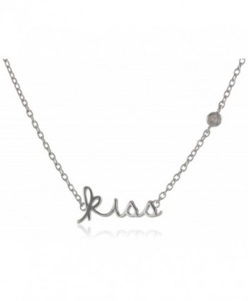 Shy by SE "Kiss" Necklace with Diamond Bezel - White - CN11D4YFLOB