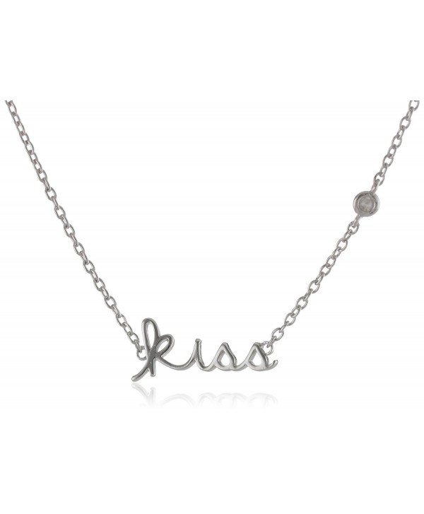 Shy by SE "Kiss" Necklace with Diamond Bezel - White - CN11D4YFLOB