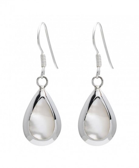Silverly Women's .925 Sterling Silver Teardrop Mother Of Pearl Shell Earrings - CI11PH7RW3B