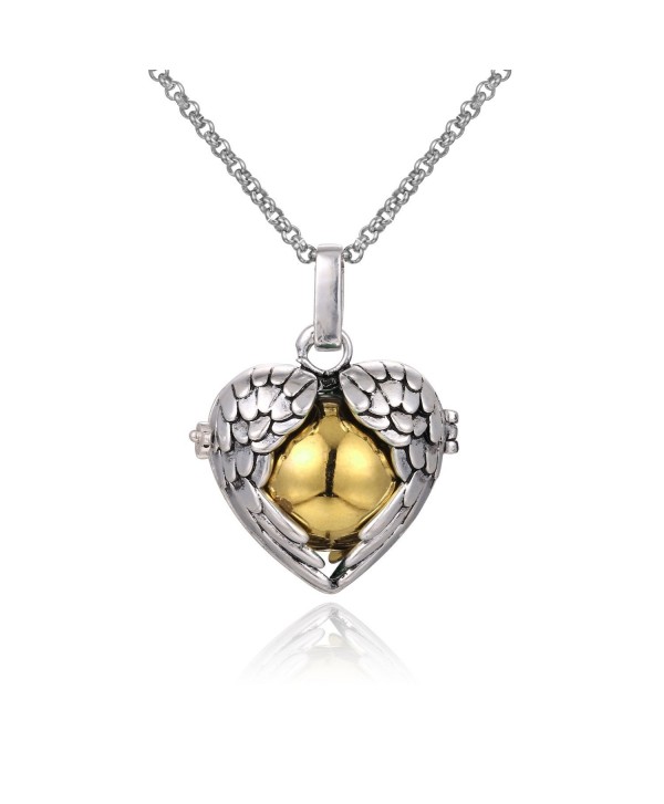 Mexican Bola Harmony Chime Ball Angel Caller Pregnancy Locket Pendant Necklace Women Gifts 30" - Gold - C612IFT3TCF