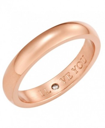 Secret Love Stones Band Ring engraved I Love You with CZ- Rose Gold Tone by Taylor and Vine - CM12NGFN6N3