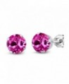 2.00 Ct Round 6mm Pink Created Sapphire 925 Sterling Silver Stud Earrings - CR11GH4D9VH