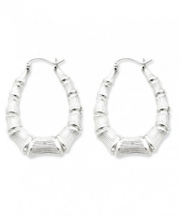 Sterling Silver Oval Bamboo Hoop Earrings - CA113PTKMJT