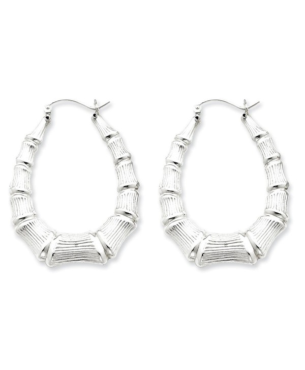 Sterling Silver Oval Bamboo Hoop Earrings - CA113PTKMJT