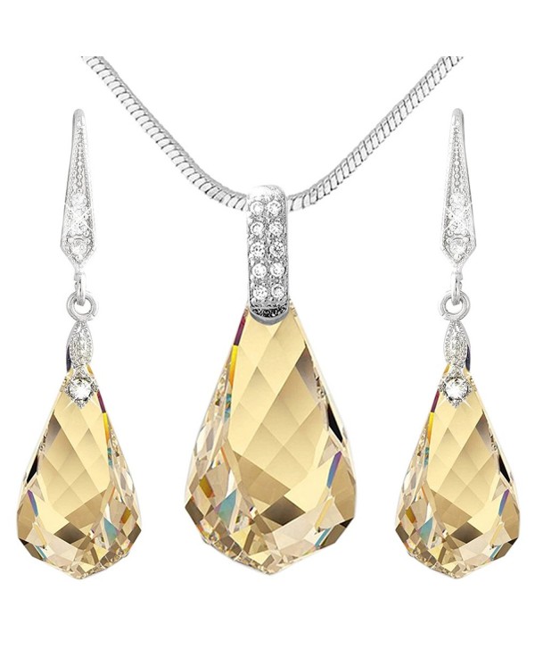 Vintage Design Statement Champagne Jewelry Set - Gold Tone Swarovski Elements Crystals - For Her - CW11RHCXKJJ