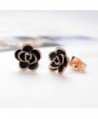 Allencoco Plated Black Flower Earrings