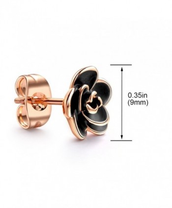 Allencoco Plated Black Flower Earrings in Women's Stud Earrings