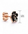 Allencoco Plated Black Flower Earrings in Women's Stud Earrings