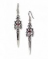 Gothic Skull Dagger Medieval Renaissance Dangle Earrings with Red Austrian Crystals - CD11DXG3JHL