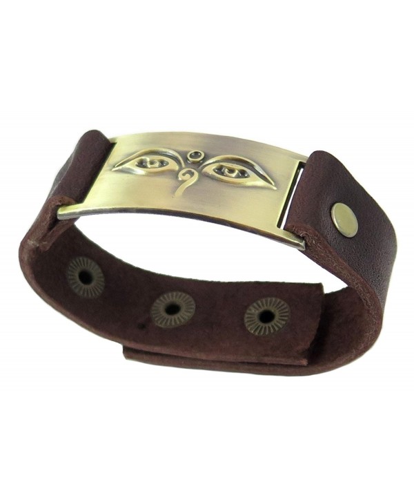 Buddha Eyes Bracelet- Leather- Adjustable - C5117F5L22F