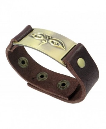 Buddha Eyes Bracelet Leather Adjustable in Women's Cuff Bracelets