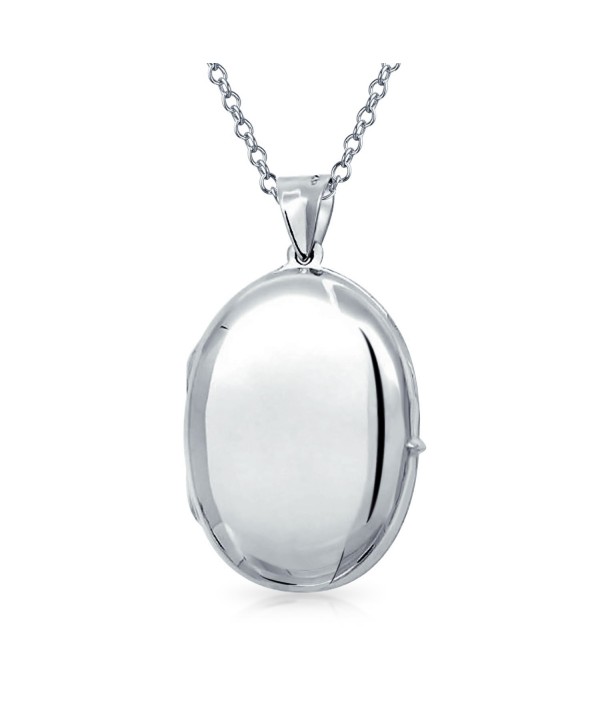 Timeless Polished Oval Locket Pendant Sterling SIlver Necklace 18 ...