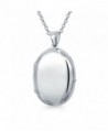 Bling Jewelry Timeless Polished Oval Locket Pendant Sterling SIlver Necklace 18 Inches - CE1178OLFYX