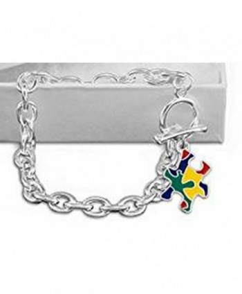 Autism Awareness Colorful Puzzle Piece Chunky Link Bracelet - CN12MNDVZRP