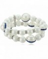 Napier Silver-Tone and White Pearl with Blue Stretch Bracelet - CD12NTFLEJ7