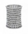 Szxc Jewelry Women's Multilayer Crystal Stretch Bracelet 5 Row - silver - C217YQEUKHQ