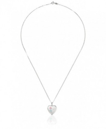 Momento Lockets Sterling Silver Heart Shaped "Mom" Locket with Rose Necklace - CR1151VPRFX