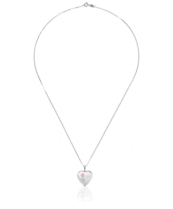 Momento Lockets Sterling Silver Heart Shaped "Mom" Locket with Rose Necklace - CR1151VPRFX