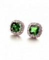 White Gold Plated Cushion Shaped Emerald Green Cubic Zirconia Crystal Stud Earrings Fashion Jewelry for Women - CS128C9D6O9