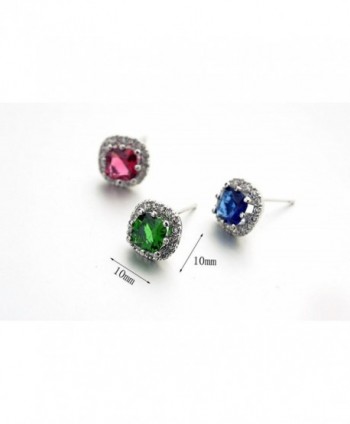 Cushion Emerald Zirconia Crystal Earrings in Women's Stud Earrings