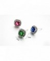 Cushion Emerald Zirconia Crystal Earrings in Women's Stud Earrings