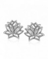 925 Sterling Silver Lotus Flower Stud Earrings - C811TU9OID9