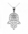 Diamond Hamsa Hand Sterling Silver Pendant Necklace - CR12CJE7VE9