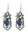 BriLove Oblong Shape Chandelier Earrings Silver Tone - Sapphire Color Antique Silver-Tone - CP11Y0P5215