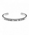 Cuff Bracelet Silver Be Stronger Than The Storm Inspritional Bangle for Women - Silver - C218028QKQU