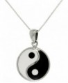 Jewelry Trends Sterling Silver Yin Yang Pendant Black and White Balance Symbol on 18 Inch Chain Necklace - CA11EWO86IF