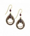 Silver Forest Copper and Goldtone Open Teardrop with Red Wine-color Stone Dangle Earrings - C511TSUA4MN