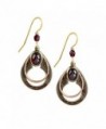 Silver Forest Copper and Goldtone Open Teardrop with Red Wine-color Stone Dangle Earrings - C511TSUA4MN