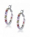 Bling Jewelry Rainbow Clear CZ Baguette Hoop Earrings Rhodium Plated Brass - CV1163A0DQD